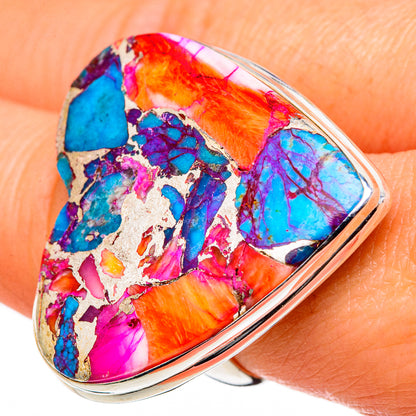 Kingman Pink Dahlia Turquoise Rings handcrafted by Ana Silver Co - RING98563