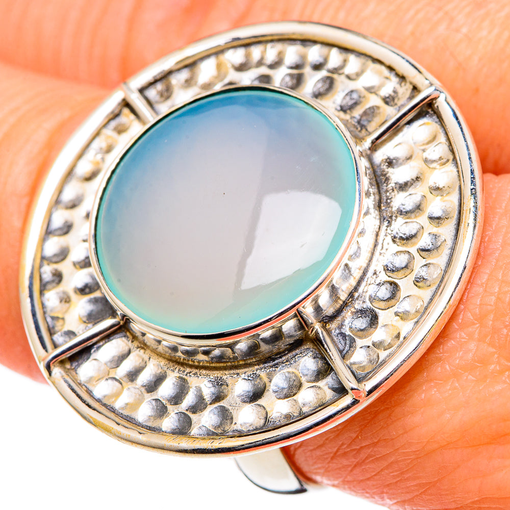 Aqua Chalcedony Rings handcrafted by Ana Silver Co - RING98567