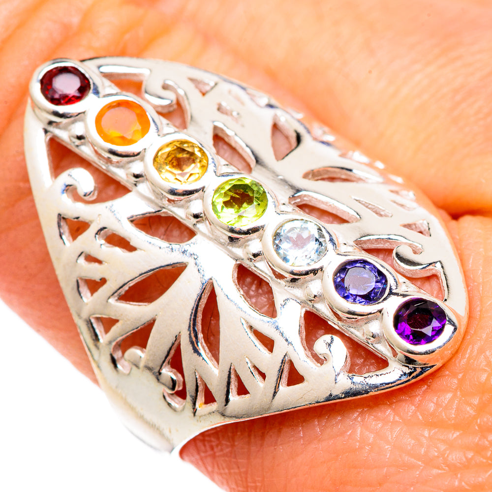 Multi-stone Rainbow Chakra Rings handcrafted by Ana Silver Co - RING98637