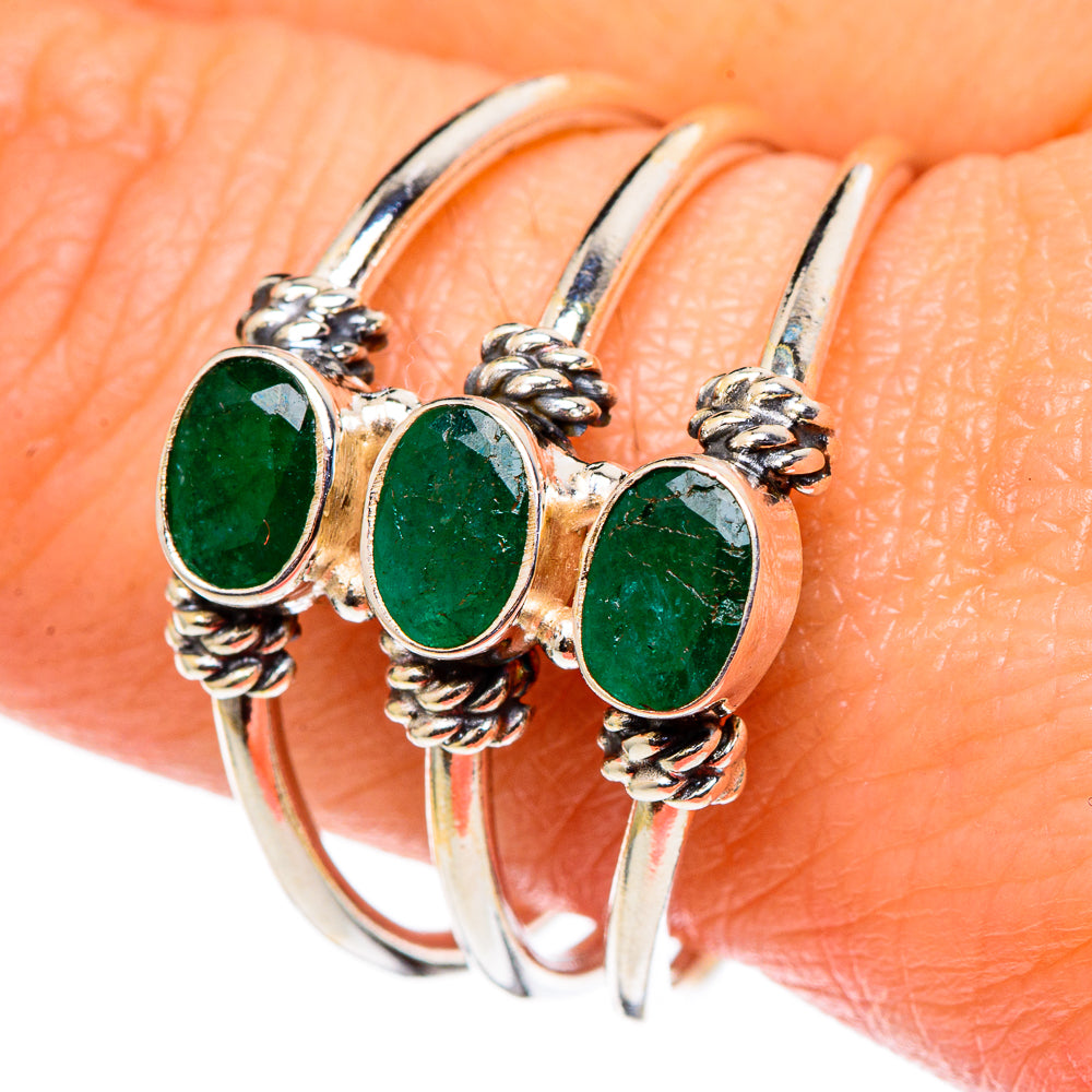 Zambian Emerald Rings handcrafted by Ana Silver Co - RING98655