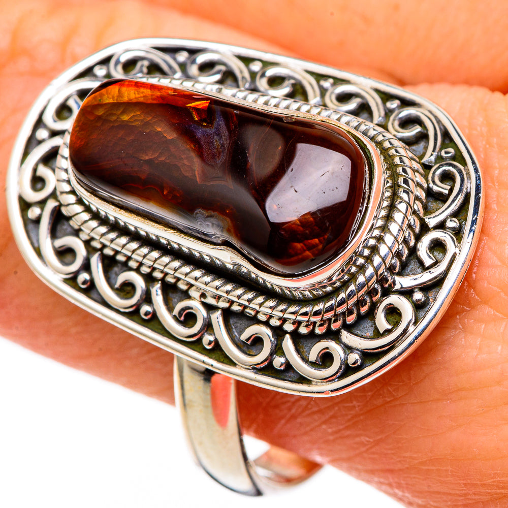 Mexican Fire Agate Rings handcrafted by Ana Silver Co - RING98695