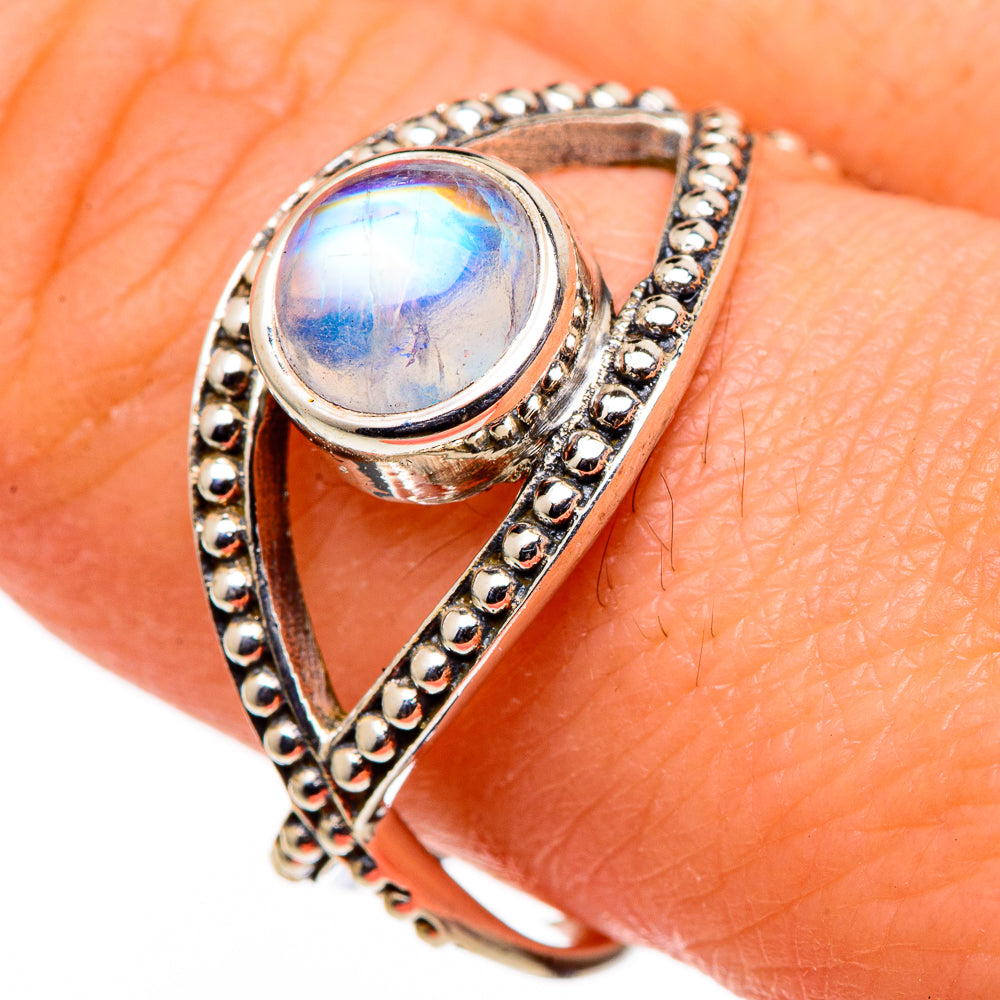 Rainbow Moonstone Rings handcrafted by Ana Silver Co - RING98753