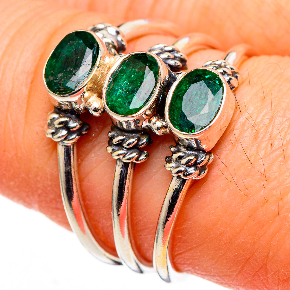 Zambian Emerald Rings handcrafted by Ana Silver Co - RING98768