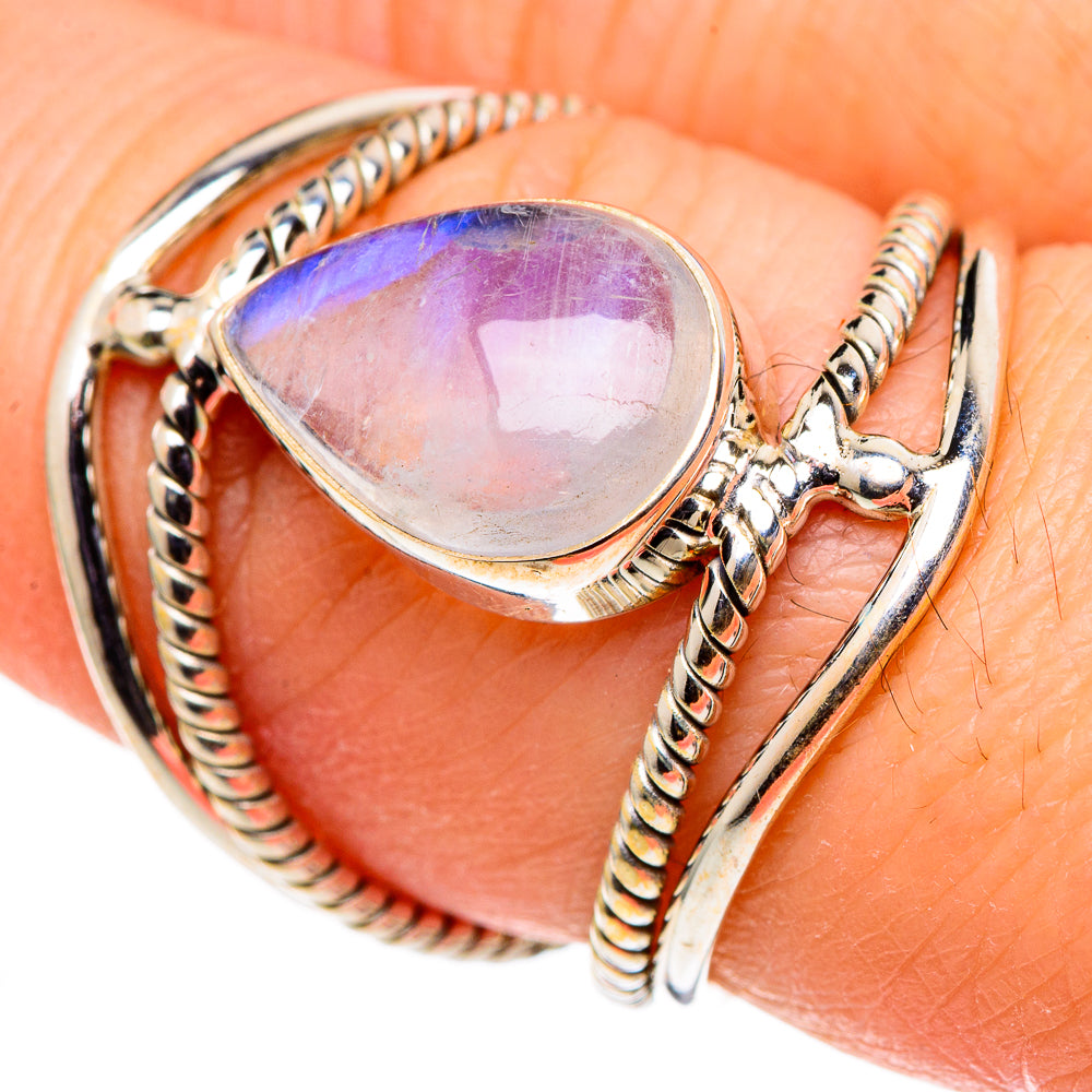 Rainbow Moonstone Rings handcrafted by Ana Silver Co - RING98790