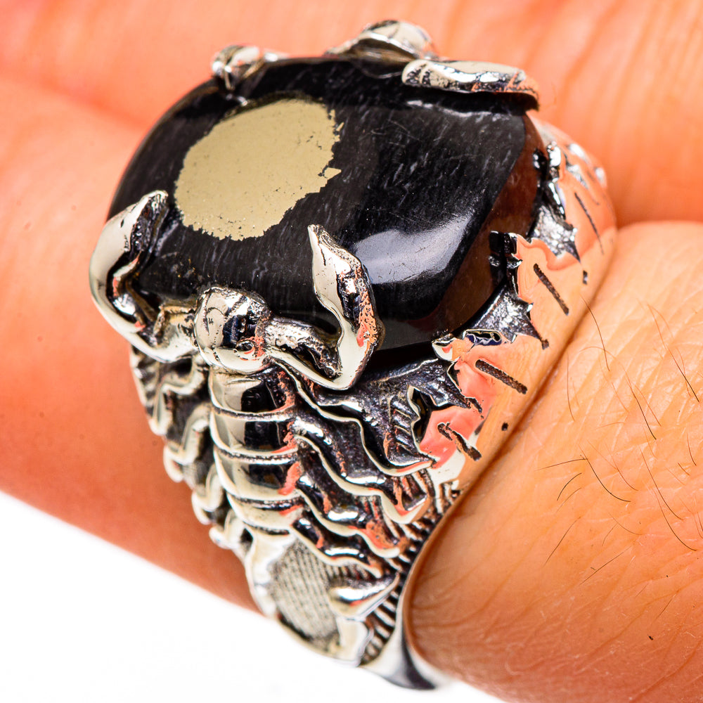 Pyrite In Black Onyx Rings handcrafted by Ana Silver Co - RING98880