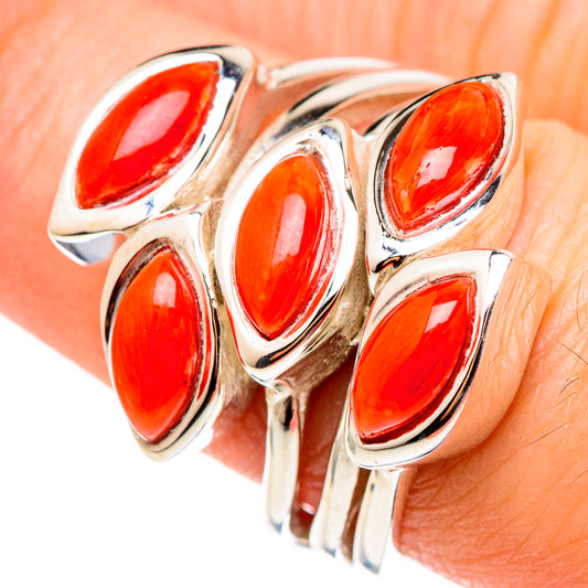 Red Coral Rings handcrafted by Ana Silver Co - RING98925