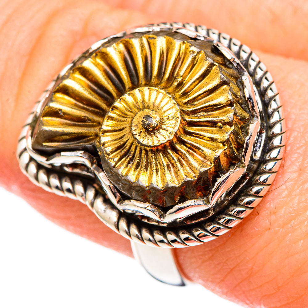 Pyrite Fossil Rings handcrafted by Ana Silver Co - RING98937
