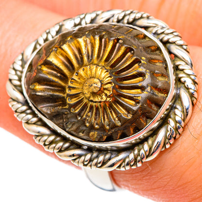Pyrite Fossil Rings handcrafted by Ana Silver Co - RING98938