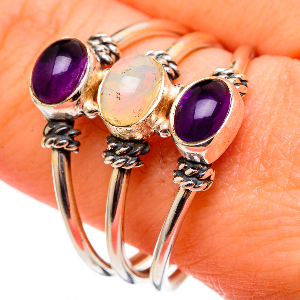 Rainbow Moonstone Rings handcrafted by Ana Silver Co - RING98944