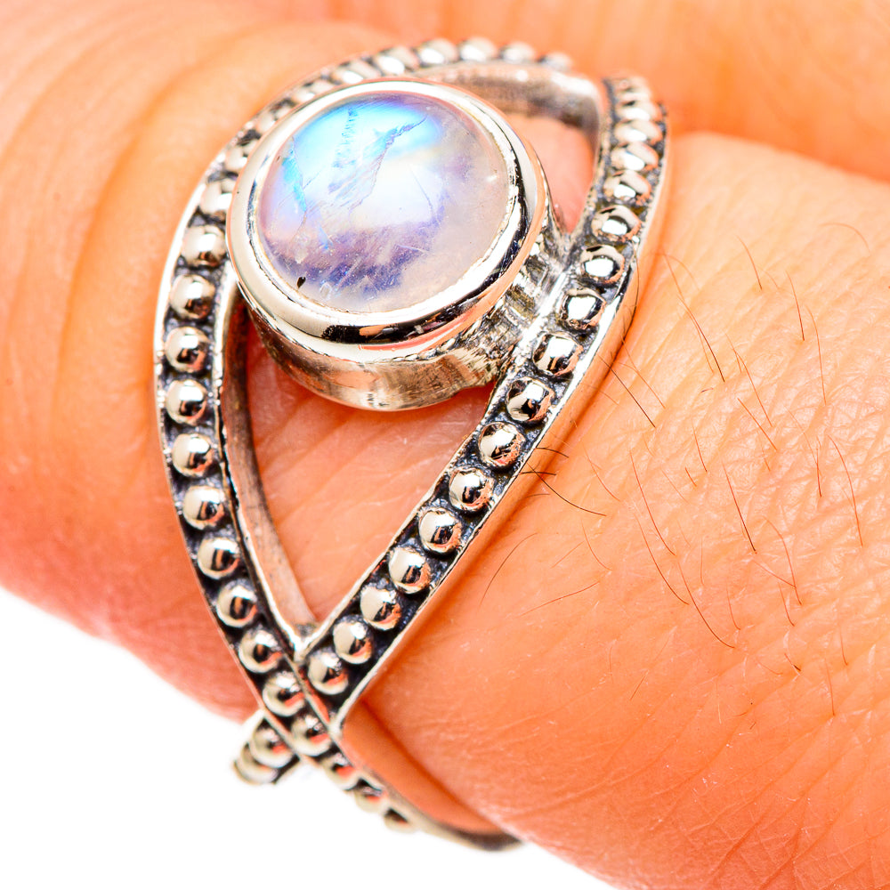 Rainbow Moonstone Rings handcrafted by Ana Silver Co - RING98980
