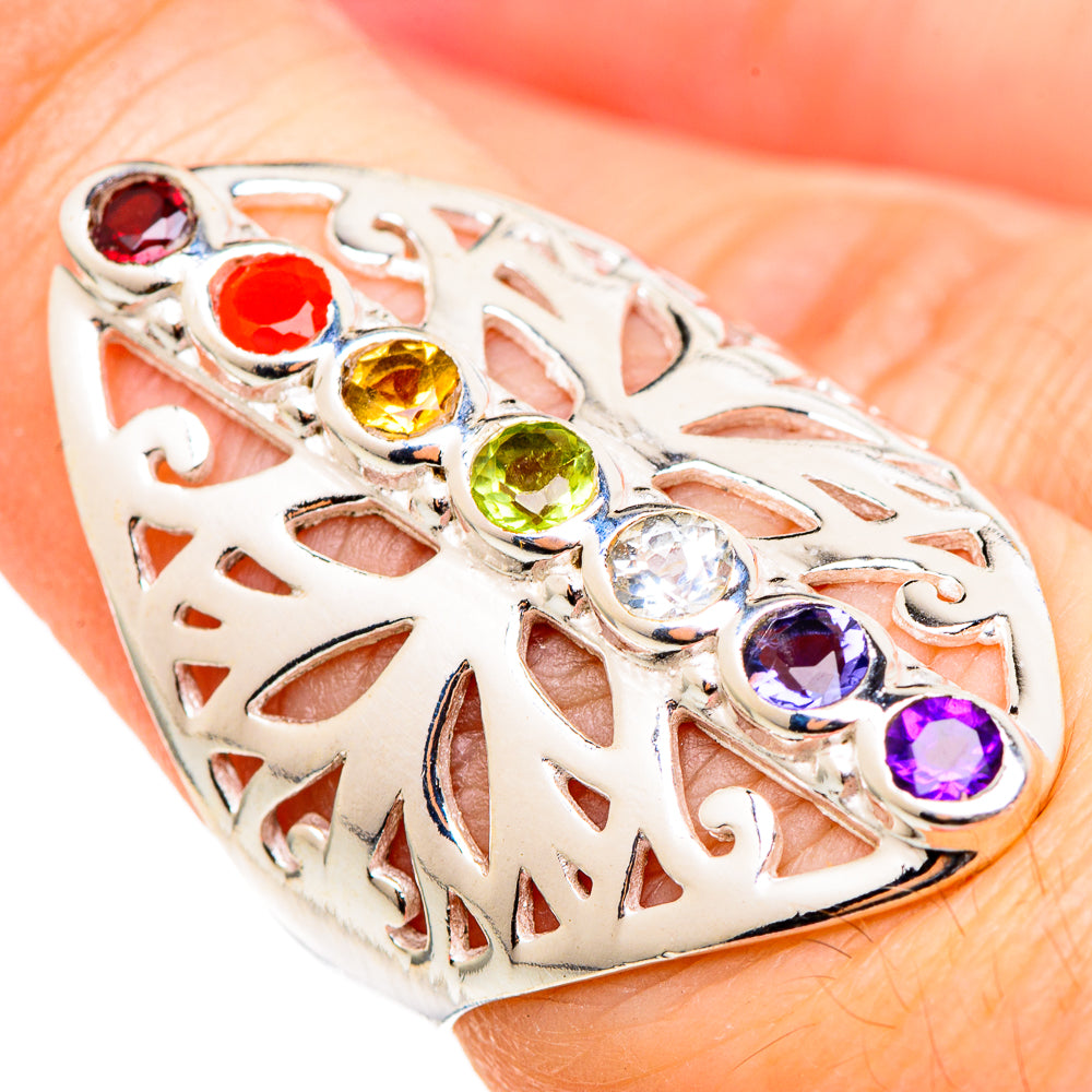 Multi-stone Rainbow Chakra Rings handcrafted by Ana Silver Co - RING98982
