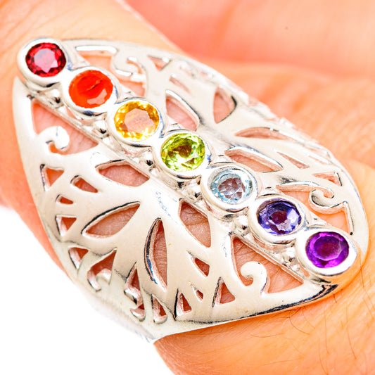 Multi-stone Rainbow Chakra Rings handcrafted by Ana Silver Co - RING99019
