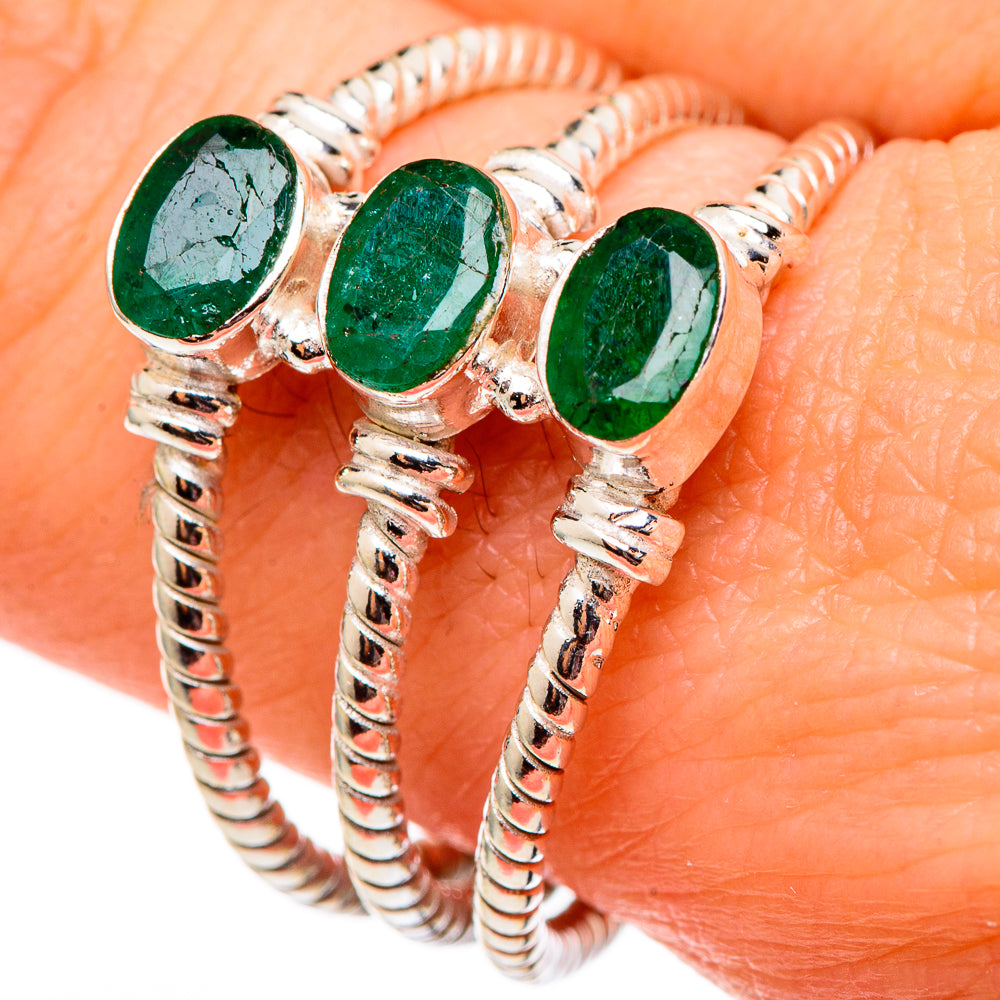 Zambian Emerald Rings handcrafted by Ana Silver Co - RING99031