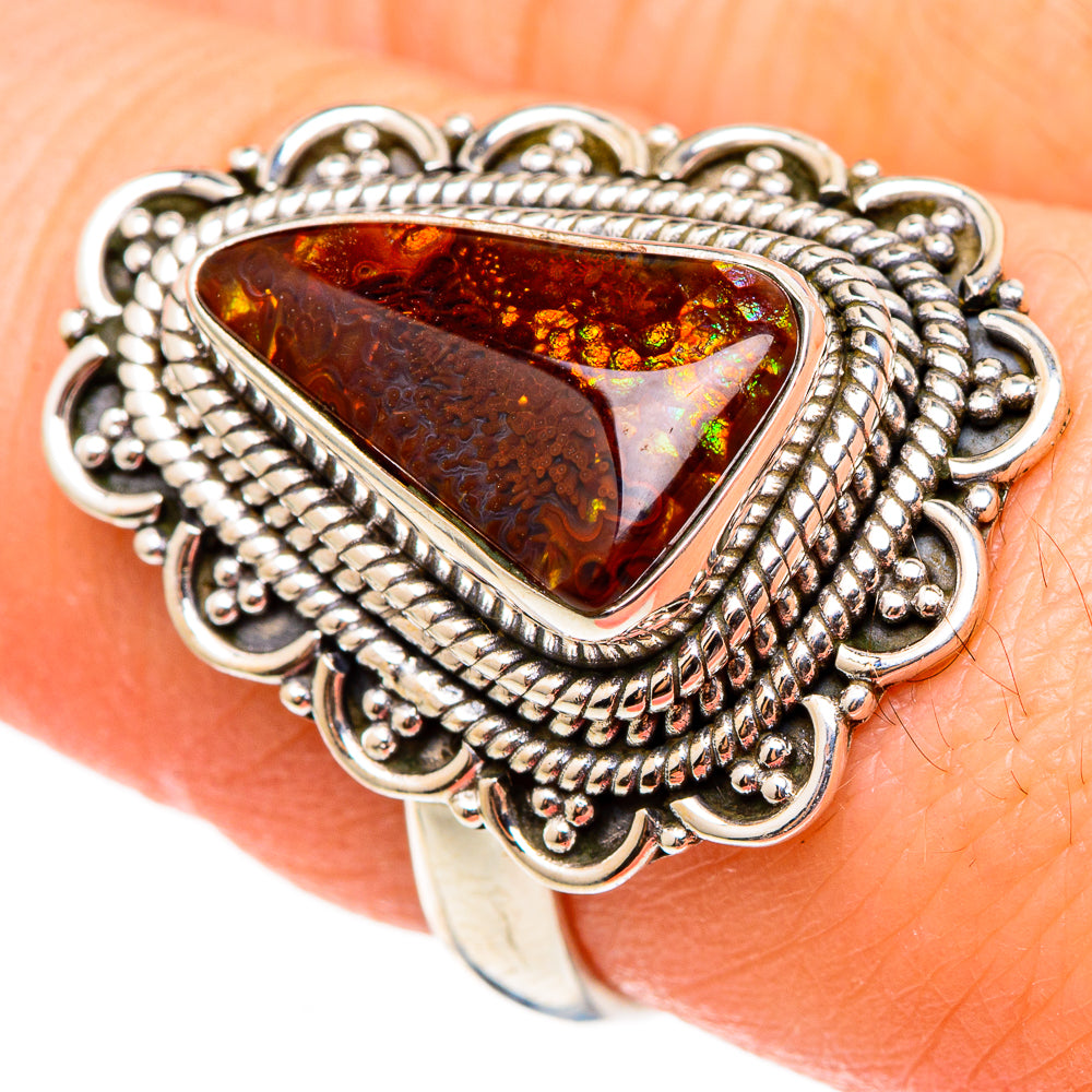 Mexican Fire Agate Rings handcrafted by Ana Silver Co - RING99034