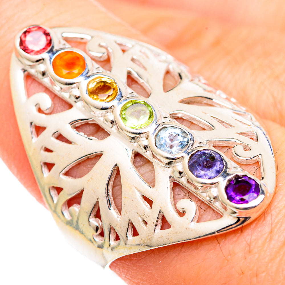 Multi-stone Rainbow Chakra Rings handcrafted by Ana Silver Co - RING99052
