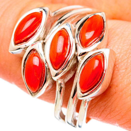 Red Coral Rings handcrafted by Ana Silver Co - RING99075