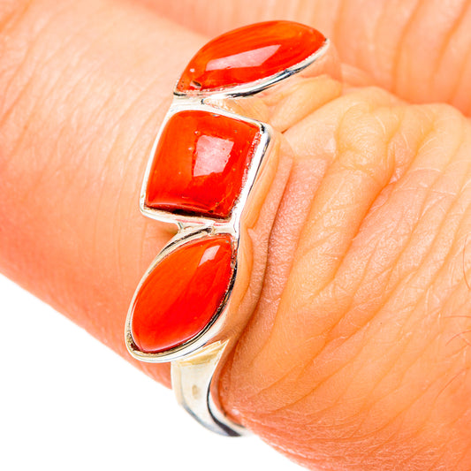 Red Coral Rings handcrafted by Ana Silver Co - RING99077