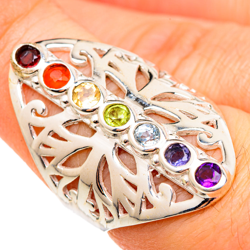 Multi-stone Rainbow Chakra Rings handcrafted by Ana Silver Co - RING99088