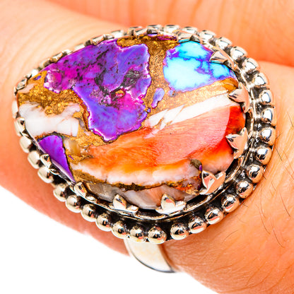 Kingman Pink Dahlia Turquoise Rings handcrafted by Ana Silver Co - RING99089