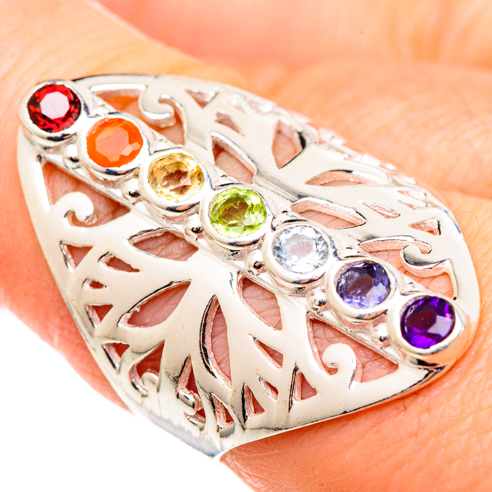 Multi-stone Rainbow Chakra Rings handcrafted by Ana Silver Co - RING99107