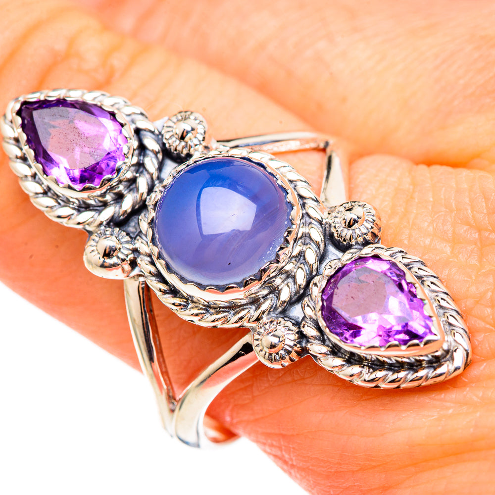 Aqua Chalcedony Rings handcrafted by Ana Silver Co - RING99111