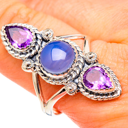 Aqua Chalcedony Rings handcrafted by Ana Silver Co - RING99111