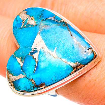 Blue Copper Composite Turquoise Rings handcrafted by Ana Silver Co - RING99121