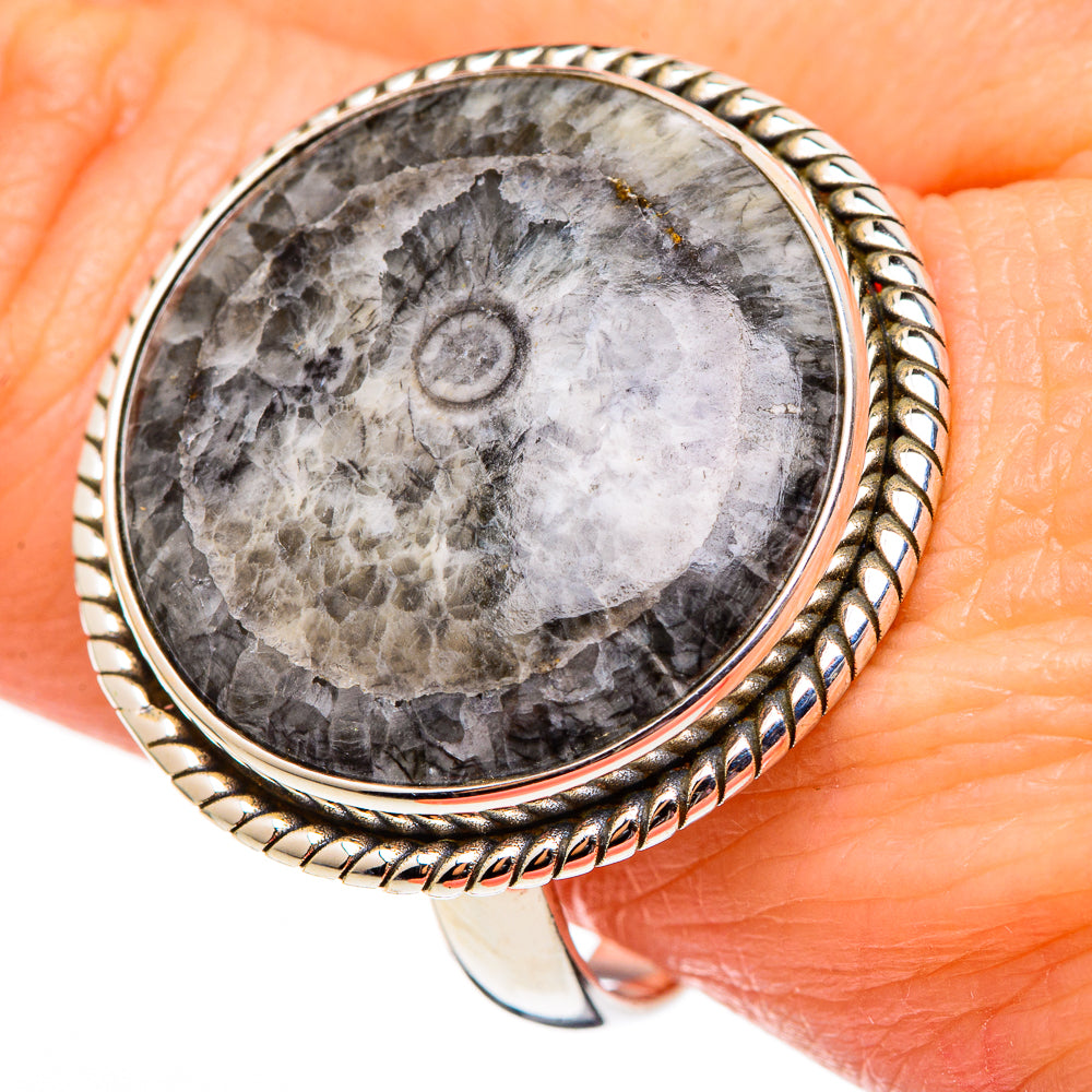 Moroccan Goniatite Fossil Rings handcrafted by Ana Silver Co - RING99145