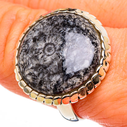 Moroccan Goniatite Fossil Rings handcrafted by Ana Silver Co - RING99146