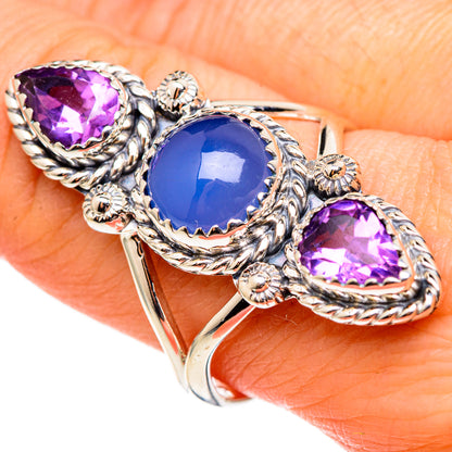 Aqua Chalcedony Rings handcrafted by Ana Silver Co - RING99155
