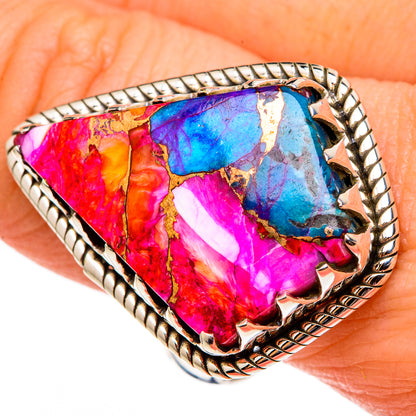 Kingman Pink Dahlia Turquoise Rings handcrafted by Ana Silver Co - RING99156
