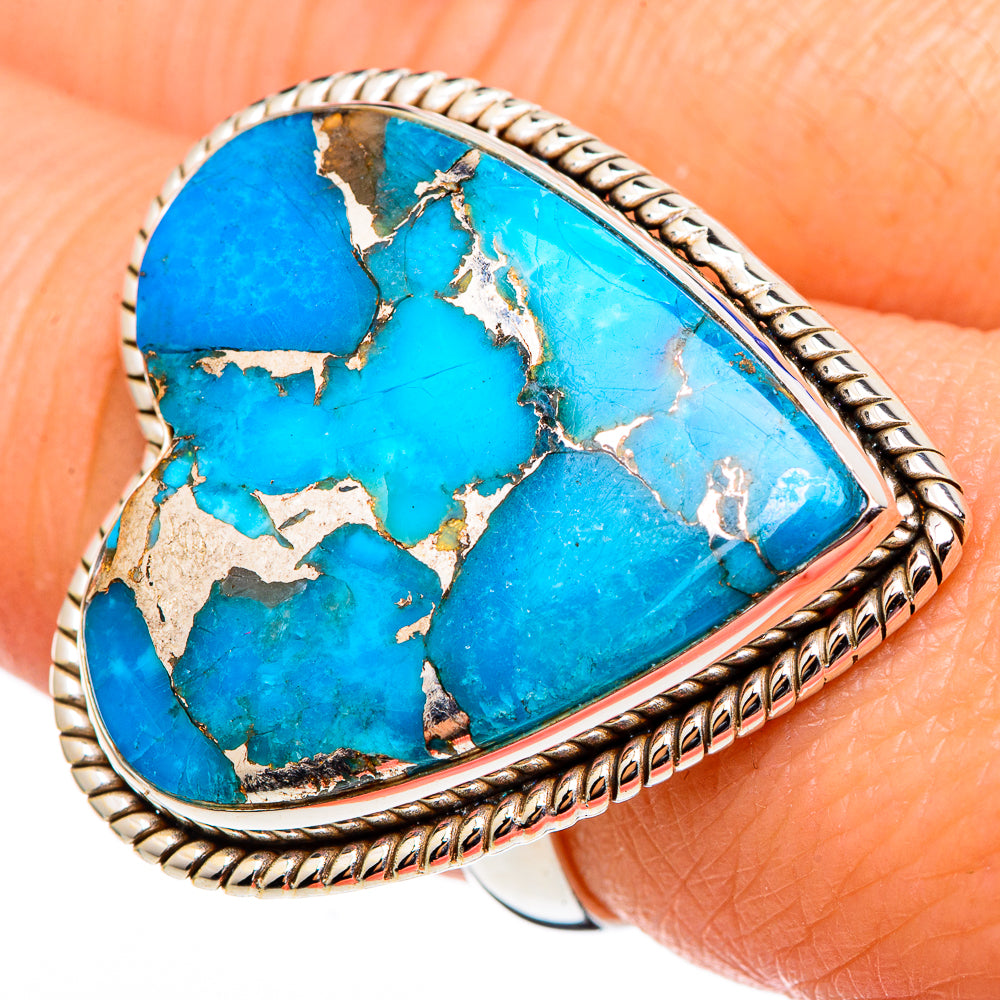 Blue Copper Composite Turquoise Rings handcrafted by Ana Silver Co - RING99162