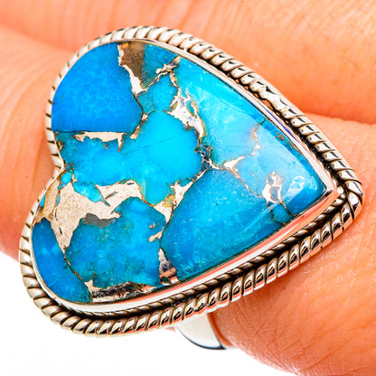Blue Copper Composite Turquoise Rings handcrafted by Ana Silver Co - RING99162