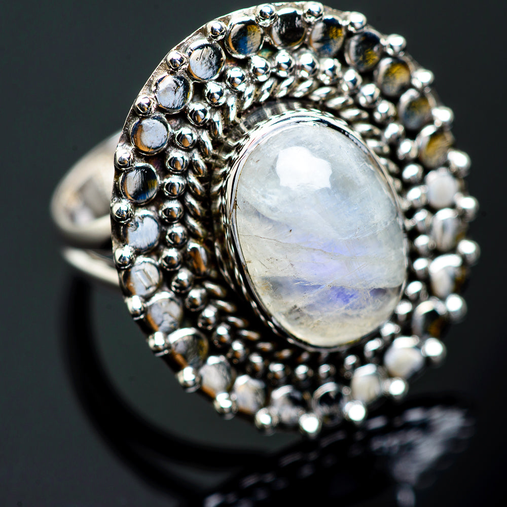 Rainbow Moonstone Rings handcrafted by Ana Silver Co - RING991667