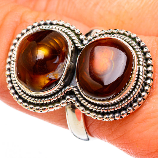 Mexican Fire Agate Rings handcrafted by Ana Silver Co - RING99176