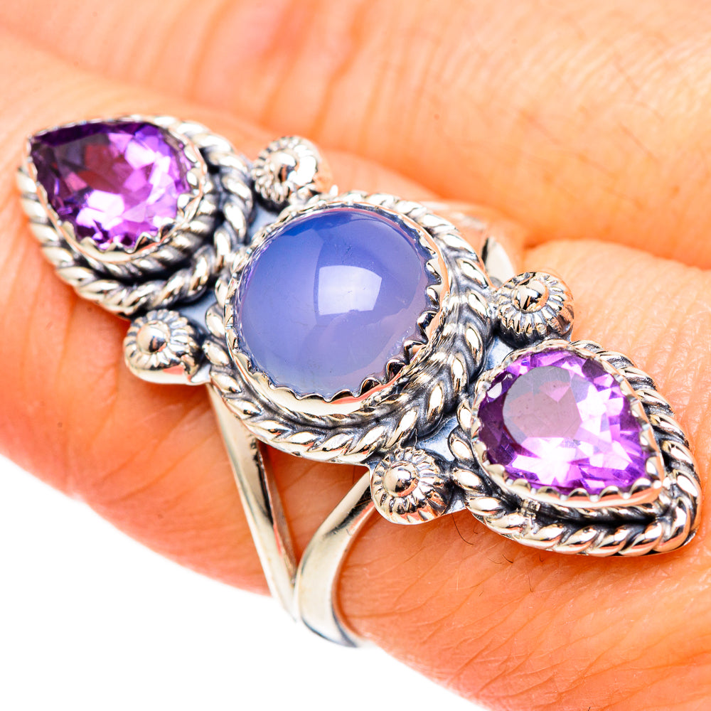 Aqua Chalcedony Rings handcrafted by Ana Silver Co - RING99199