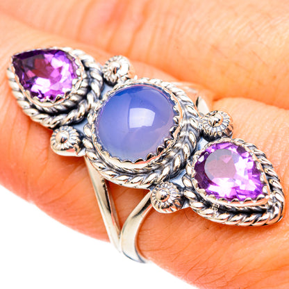 Aqua Chalcedony Rings handcrafted by Ana Silver Co - RING99199