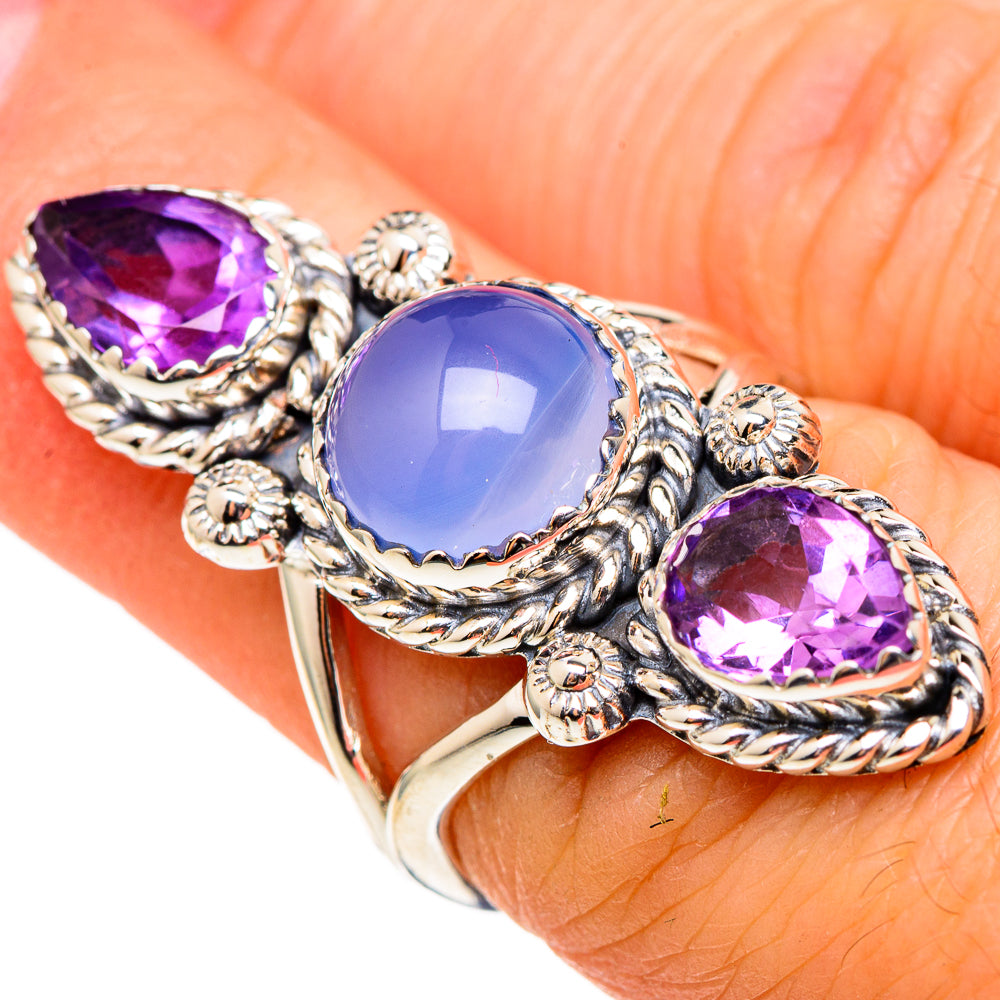 Aqua Chalcedony Rings handcrafted by Ana Silver Co - RING99235