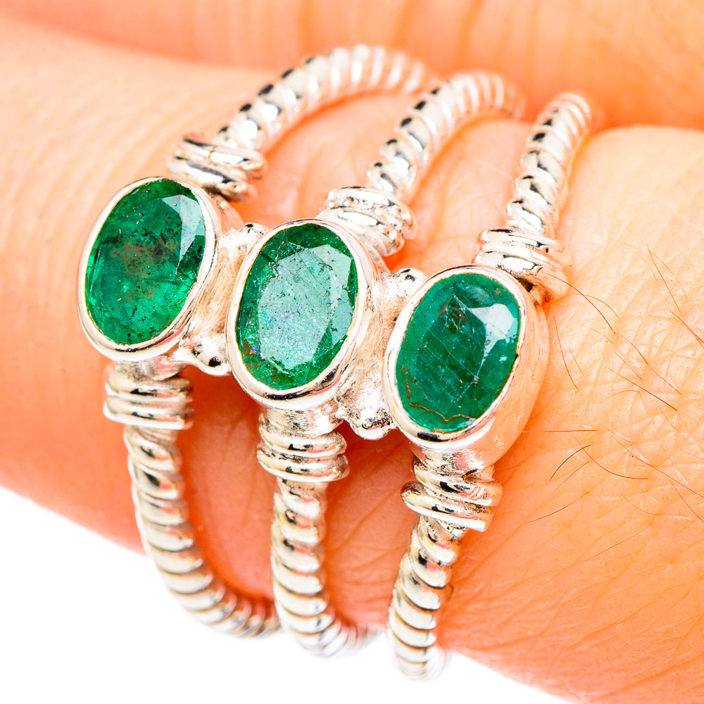 Zambian Emerald Rings handcrafted by Ana Silver Co - RING99245