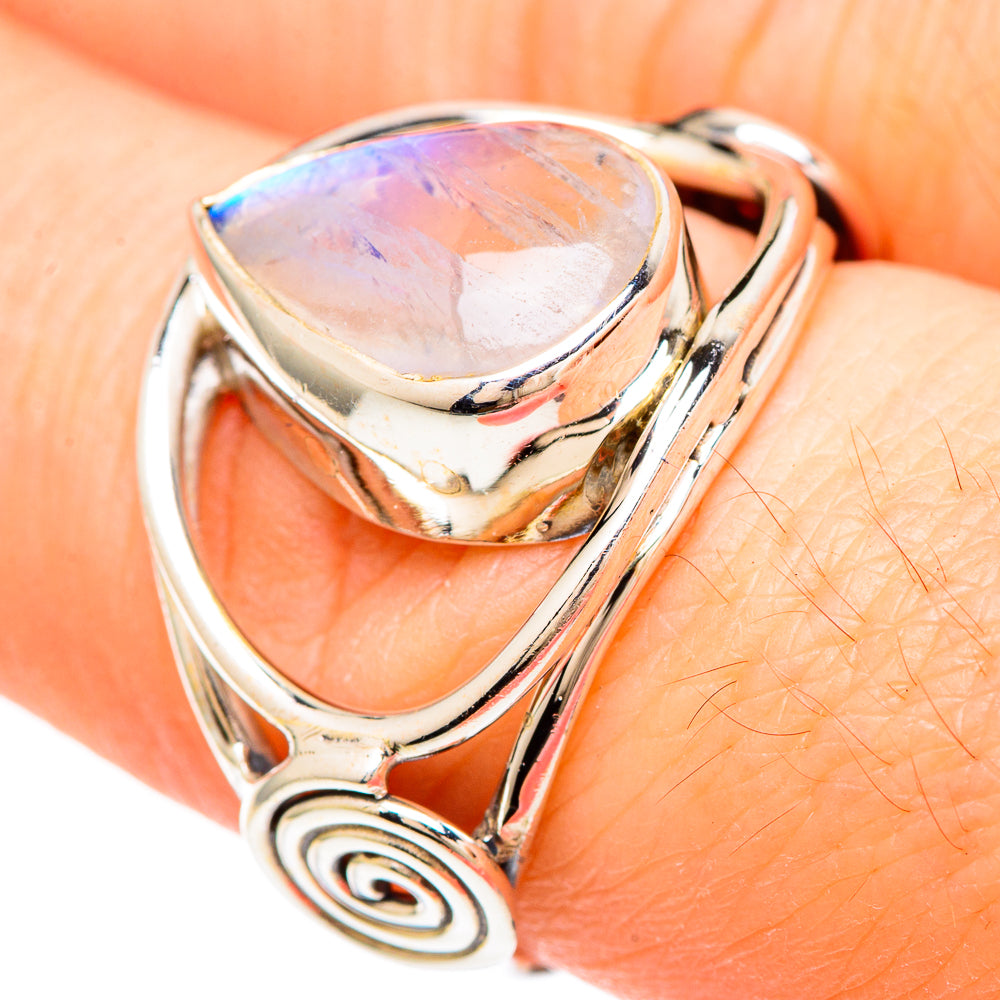 Rainbow Moonstone Rings handcrafted by Ana Silver Co - RING99271