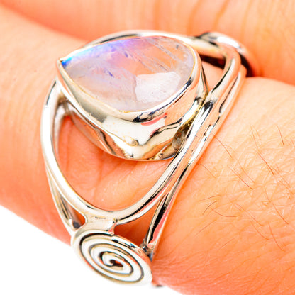 Rainbow Moonstone Rings handcrafted by Ana Silver Co - RING99271
