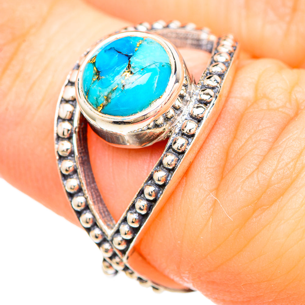 Blue Copper Composite Turquoise Rings handcrafted by Ana Silver Co - RING99281