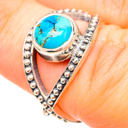 Blue Copper Composite Turquoise Rings handcrafted by Ana Silver Co - RING99281