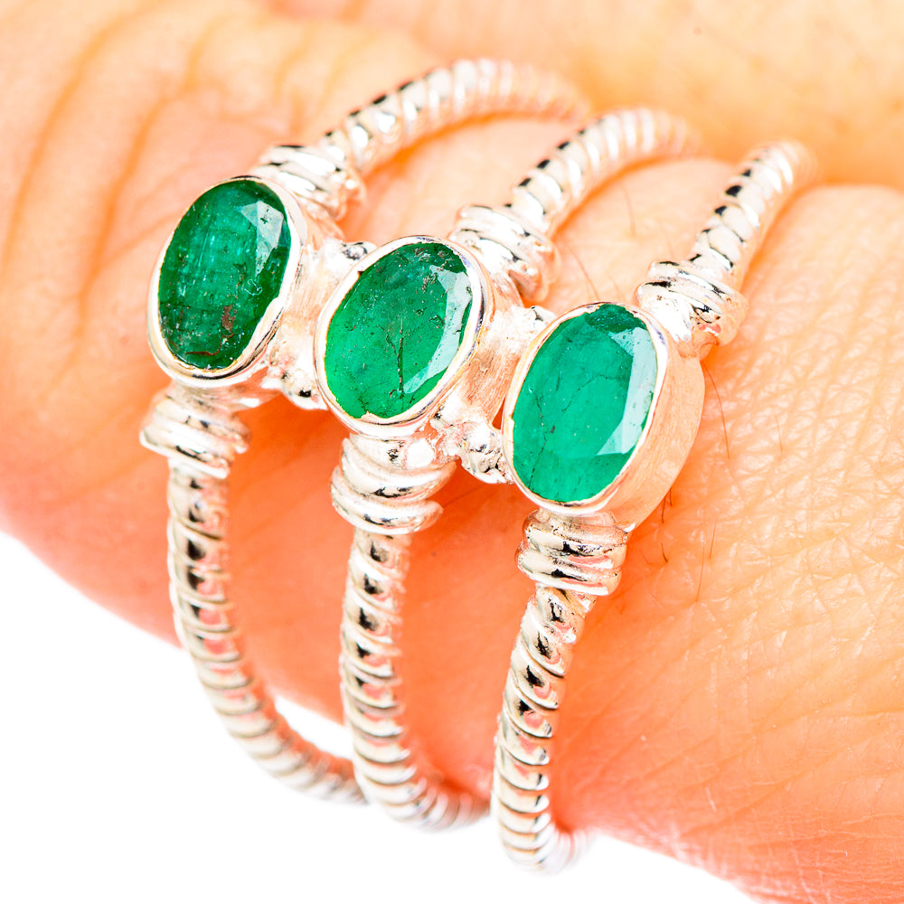 Zambian Emerald Rings handcrafted by Ana Silver Co - RING99289