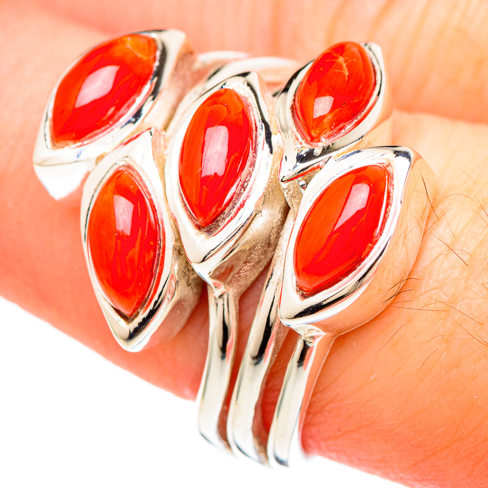 Red Coral Rings handcrafted by Ana Silver Co - RING99299