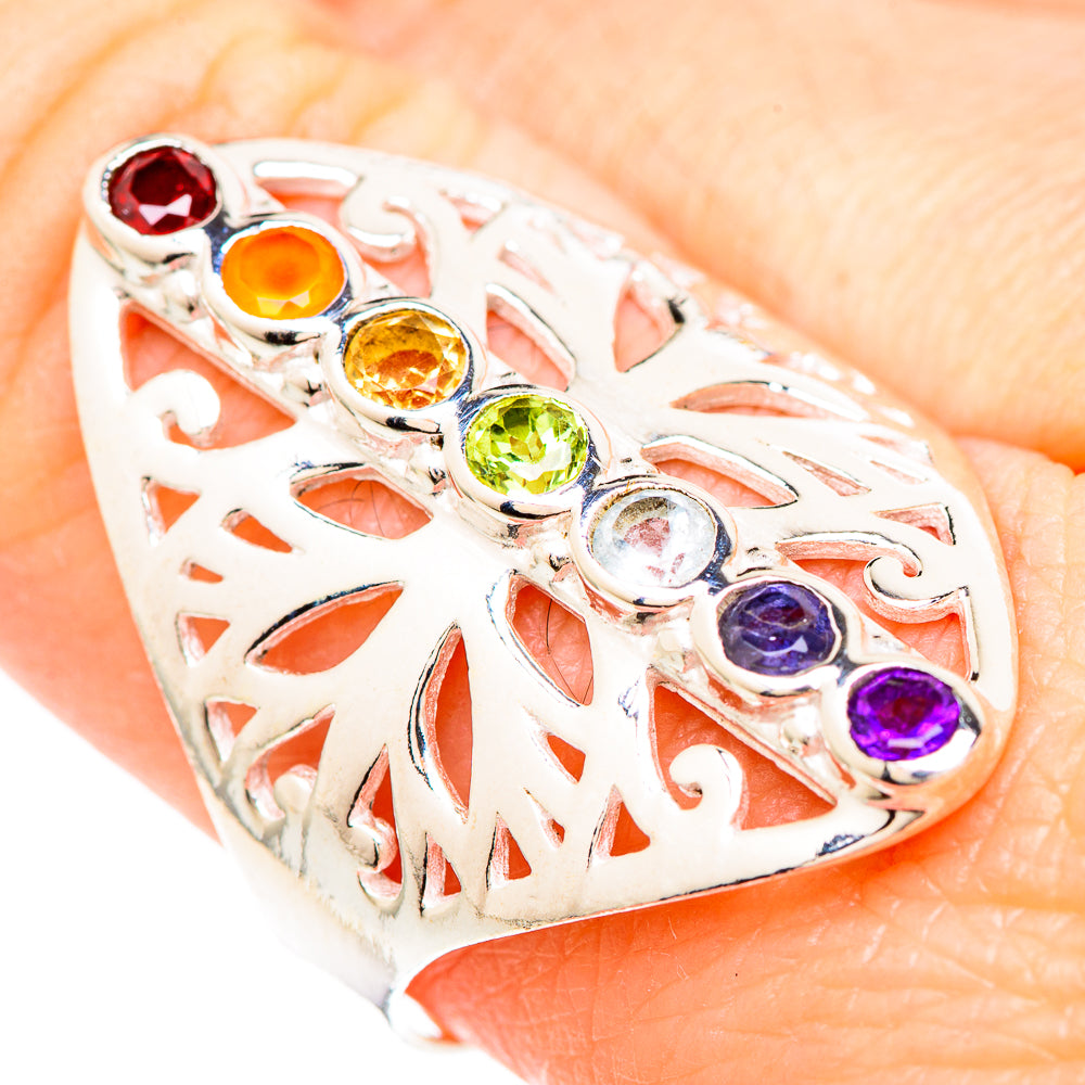 Multi-stone Rainbow Chakra Rings handcrafted by Ana Silver Co - RING99316