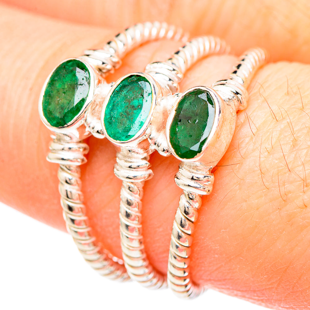 Zambian Emerald Rings handcrafted by Ana Silver Co - RING99329