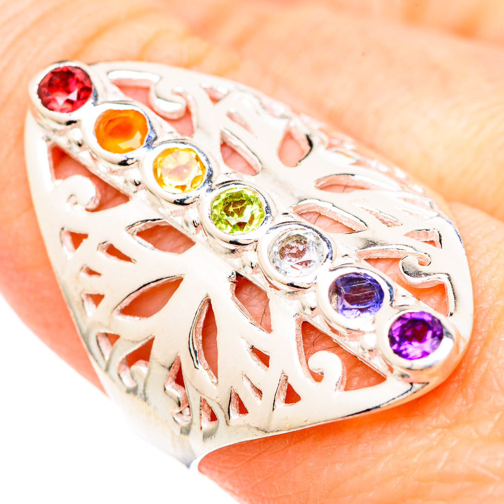 Multi-stone Rainbow Chakra Rings handcrafted by Ana Silver Co - RING99356