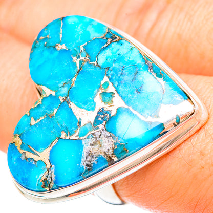 Blue Copper Composite Turquoise Rings handcrafted by Ana Silver Co - RING99471