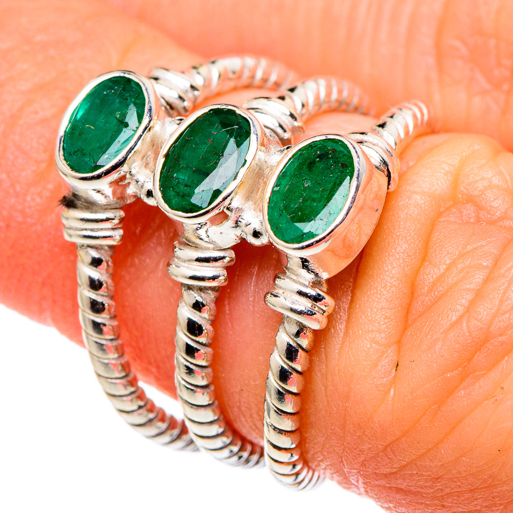 Zambian Emerald Rings handcrafted by Ana Silver Co - RING99560